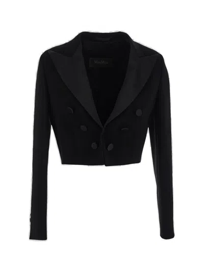 Max Mara Button Detailed Cropped Jacket In Black