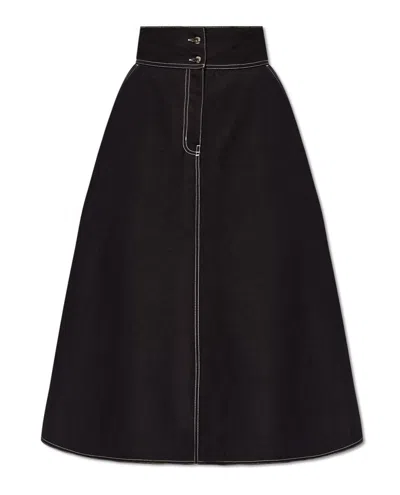 Max Mara Button Detailed Flared Midi Skirt In Black