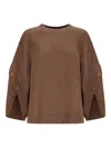 Max Mara Knitwear With Button Detail And Raglan Sleeves In Brown