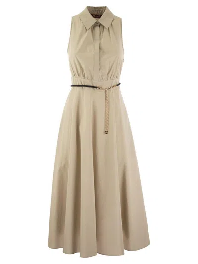 Max Mara Button Detailed Sleeveless Dress In Greggio