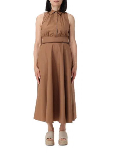Max Mara Button Detailed Sleeveless Dress  Studio In Brown
