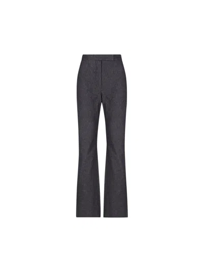 Max Mara Button Detailed Straight-leg Trousers In Blue