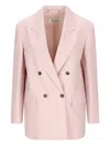 Max Mara Button Double-breasted Blazer In Pink