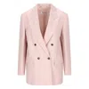 Max Mara Ombrosa Double Breasted Wool Blazer Jackets Rose In Pink