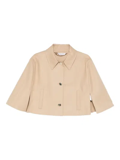 Max Mara Button-down Cape Jacket In Brown
