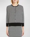 Max Mara Jacquard Viscose Cardigan In Black Vichy
