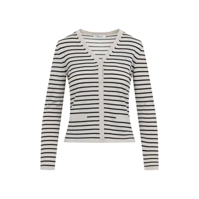 Max Mara Button-down V-neck Sweater In Soft Virgin Wool In Grey