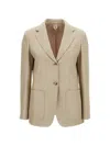 Max Mara Single-breasted Wool-blend Blazer In Neutral