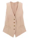 Max Mara Sleeveless V-neck Vest With Adjustable Back Strap In Pink