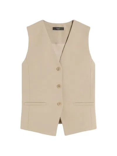 Max Mara Button-fastening Gilet In Metallic