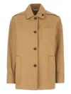 Max Mara Cotton Jacket With Buttoned Cuffs And Collar In Brown