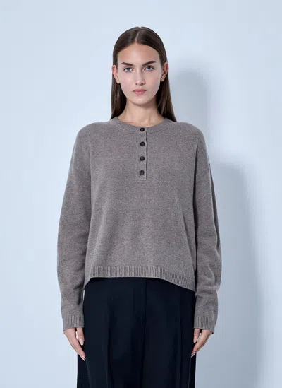 Max Mara Button Placket Knit Sweater In Gray