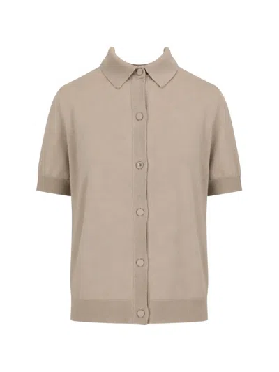 Max Mara Button Short-sleeve Cardigan In Brown