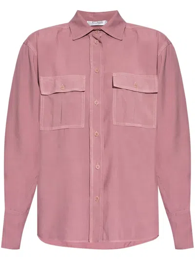 Max Mara Button-up Silk Shirt In Pink