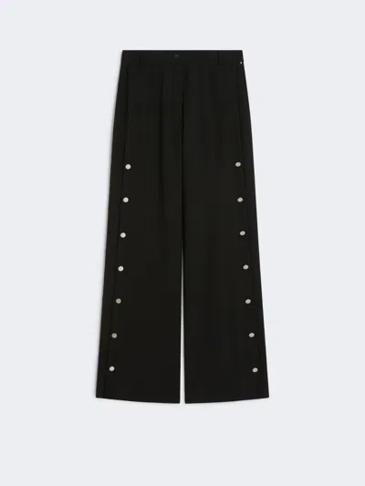 Max Mara Button-up Wool Trousers In Black