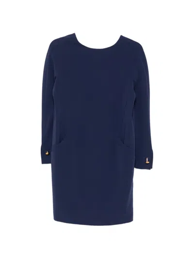 Max Mara Button-cuff Mini Dress In Blue