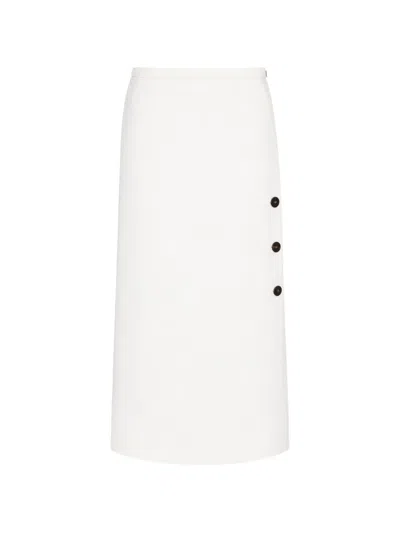 Max Mara Gonna In Canvas Di Viscosa E Lino In White