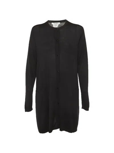 Pre-owned Max Mara Button-down Knitted Long Wool Cardigan In Black