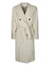 Max Mara Double-breasted Belted Coat Long Sleeves In Neutral