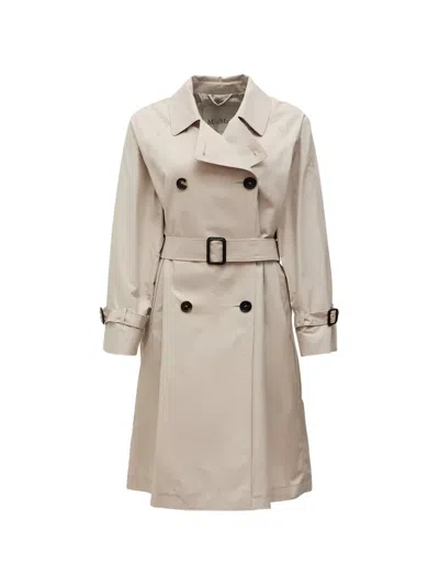Max Mara Buttoned Belted Coat In Neutral