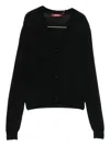 Max Mara Long Sleeve Knit Top With Sheer Accents In Black