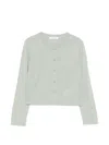 Max Mara Silk And Cashmere Crew Neck Cardigan In Green