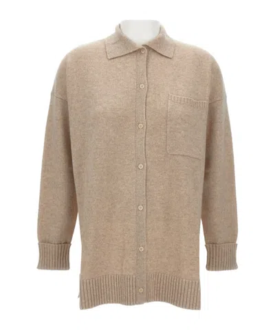 Max Mara Buttoned Cashmere Shirt In Brown