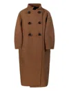 Max Mara Buttoned Coat In Brown