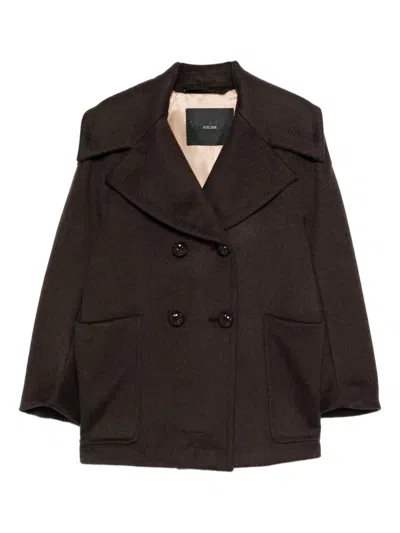 Max Mara Buttoned Coat In Brown