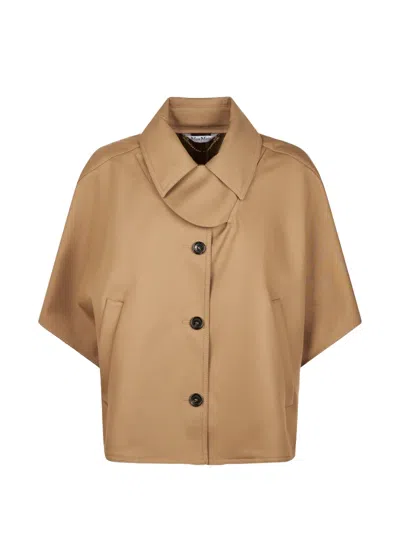 Max Mara Buttoned Coat In Brown