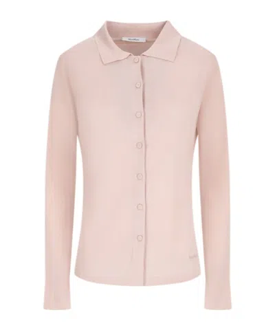 Max Mara Buttoned Collared Cardigan In Pink