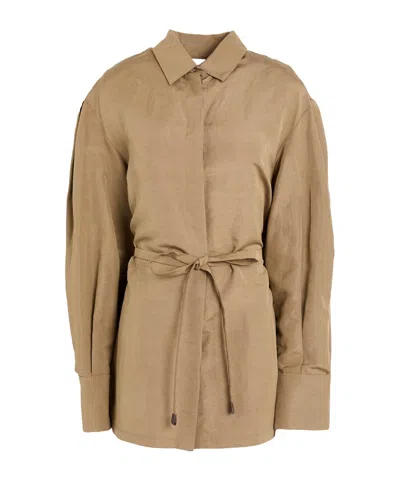 Max Mara Buttoned Cuffs Long Shirt In Brown