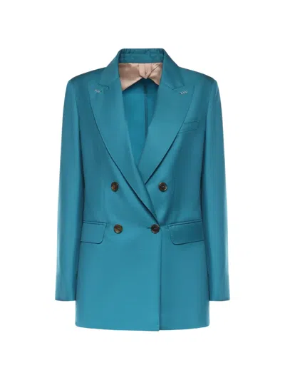 Max Mara Buttoned Double-breasted Blazer In Blue