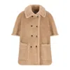Max Mara Alpaca And Cashmere Teddy Fabric Cape In Brown