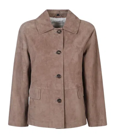 Max Mara Buttoned Jacket In Brown