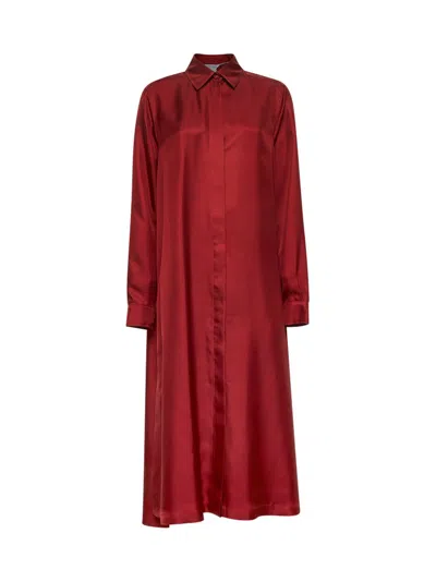 Max Mara Red Crusca Silk Shirt Dress