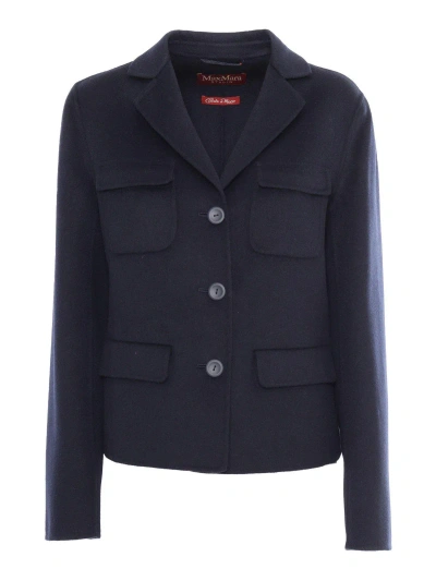 Max Mara Buttoned Long-sleeved Jacket  Studio In Blue