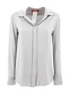 Max Mara Buttoned Long-sleeved Top In Grigio Perla