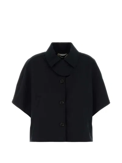Max Mara Buttoned Paggio Cotton Jacket In Black