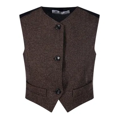 Max Mara Buttoned Panelled Jacket In Brown