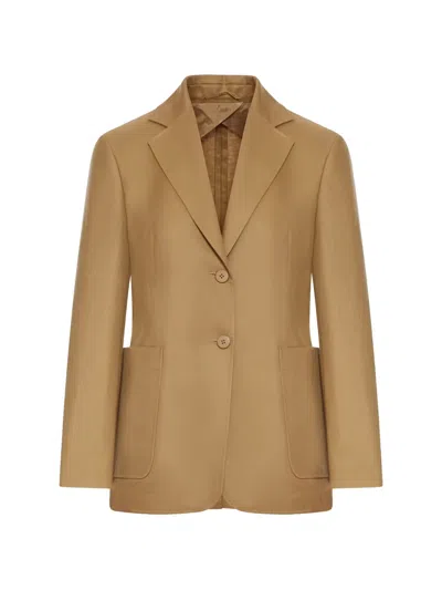 Max Mara Volonta Blazer Linen Tailored Jacket In Brown