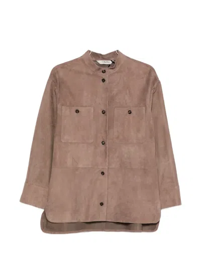 Max Mara Buttoned Pocket Jacket In Brown