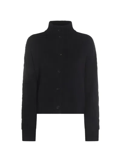 Max Mara Buttoned Ribbed Cardigan In Black