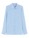 Max Mara 'avion' Shirt In Sky Blue Stretch Silk Cady In Blue