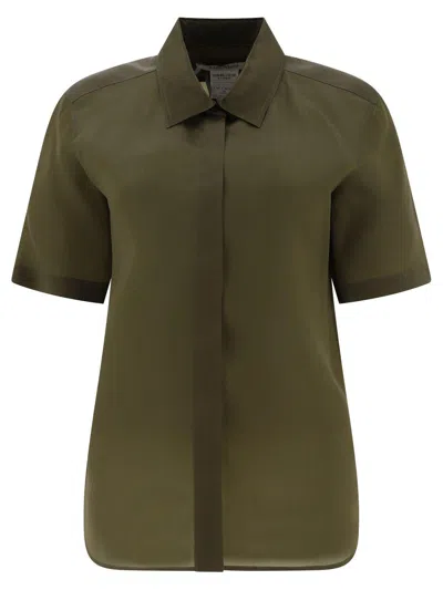 Max Mara Buttoned Short-sleeved Shirt In Military Green