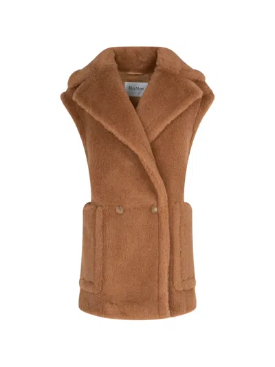 Max Mara Buttoned Sleeveless Gilet In Brown