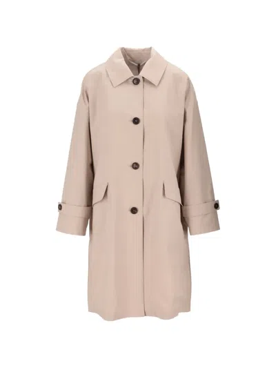Max Mara Buttoned Trench Coat In Neutral
