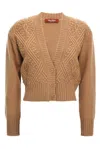 Max Mara Textured Wool And Cashmere Cardigan In Brown