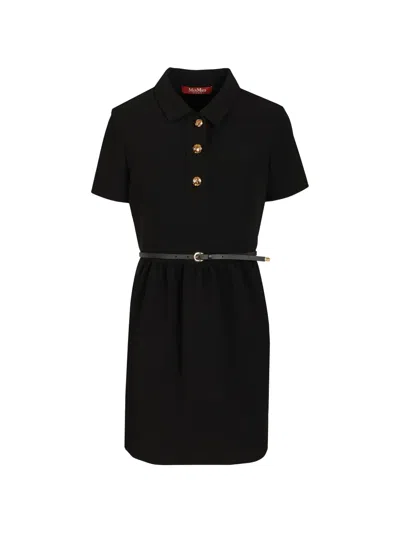 Max Mara Button-embellishment Mini Dress In Black