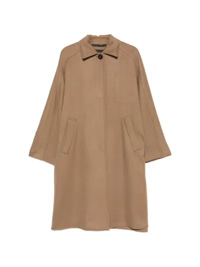 Max Mara Button-fastening Coat In Brown